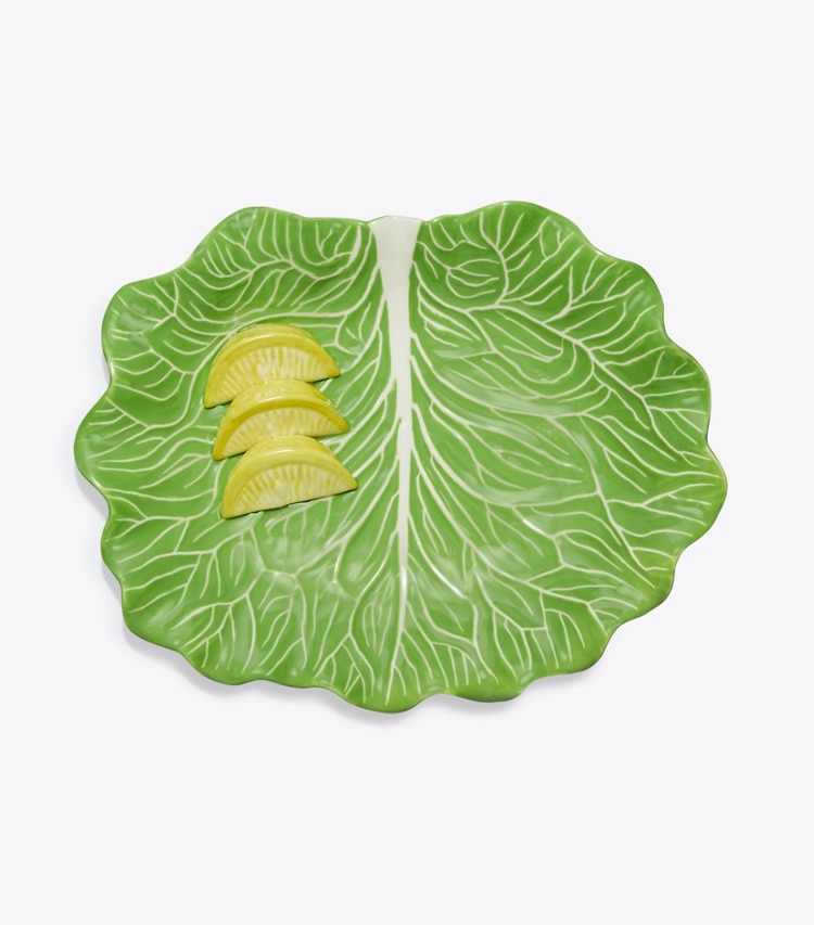 Tory Burch designer vaisselle Petite assiette collection Lettuce & Citron dans Green de face