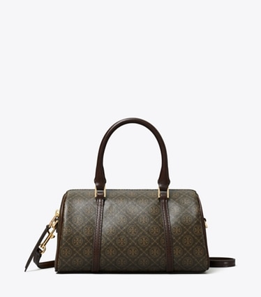 Tory Burch designer crossbody bags Petite Barrel Bag aus beschichtetem Canvas mit T-Monogramm in French Press front