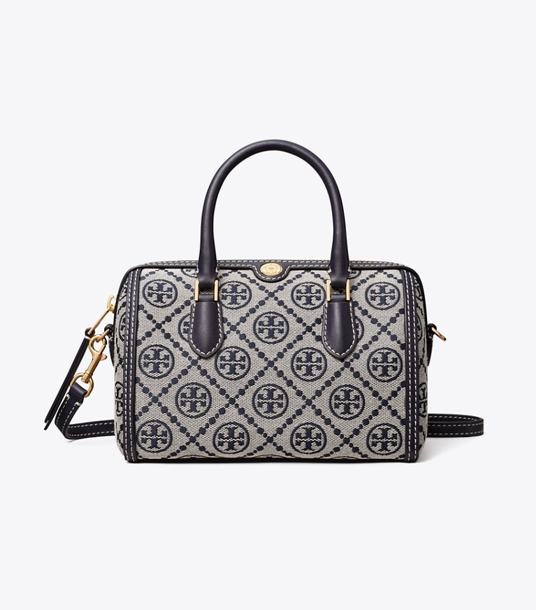 Tory Burch designer crossbody bags Petite Barrel Bag mit T-Monogramm in Tory Navy front