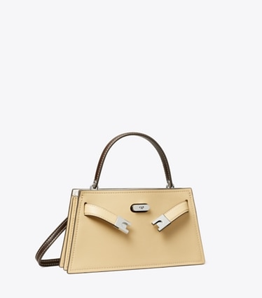 Tory Burch designer mini bags Petite Lee Radziwill Bag in Praline angle