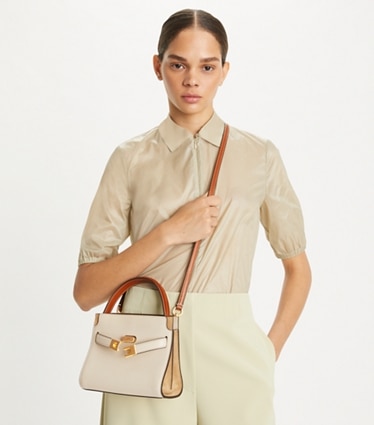 Tory Burch designer crossbody bags Petite Lee Radziwill Double Bag in New Cream front