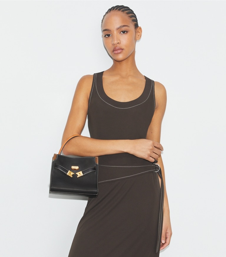 Tory Burch designer crossbody bags Petite Lee Radziwill Double Bag in Black angle