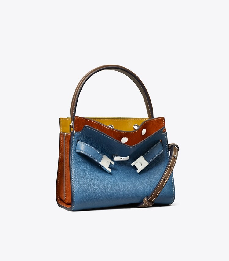 Tory Burch designer crossbody bags Petite Lee Radziwill Double Bag in Wheat Blue angle