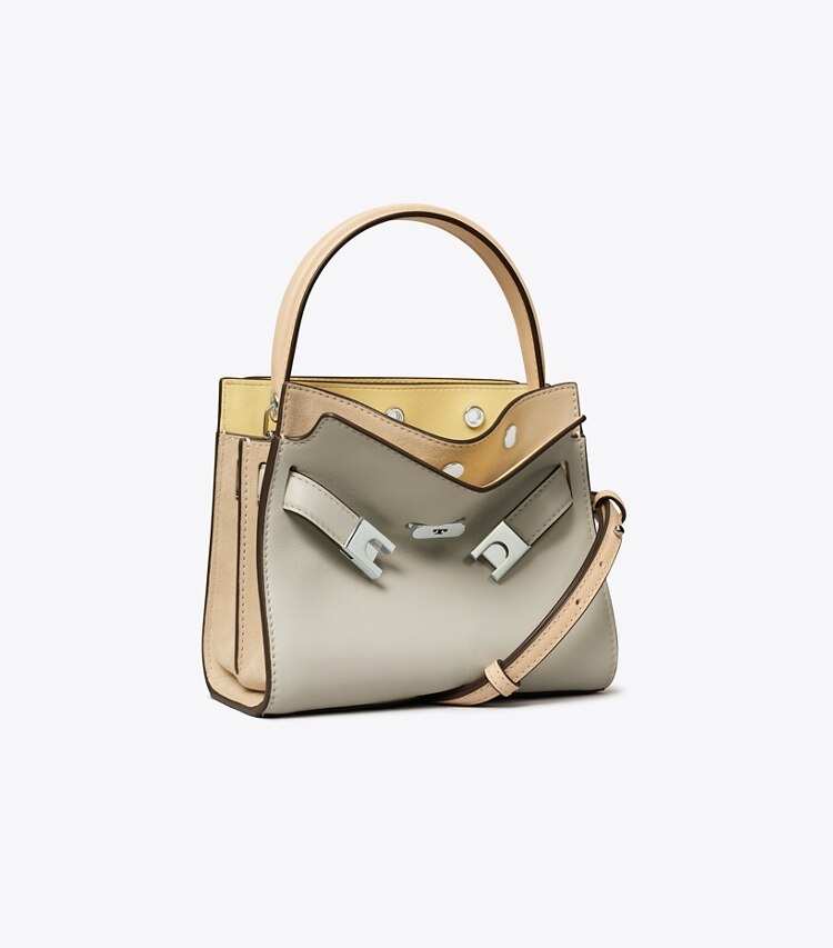Tory Burch designer クロスボディバッグ リー ラジウィル プチダブルバッグ in Feather Gray angle