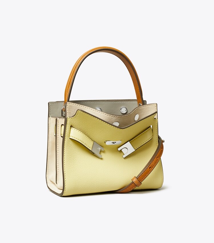 Tory Burch designer crossbody bags Petite Lee Radziwill Double Bag in Lemon Zest angle