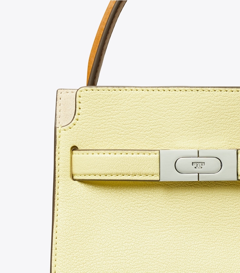 Tory Burch designer crossbody bags Petite Lee Radziwill Double Bag in Lemon Zest angle