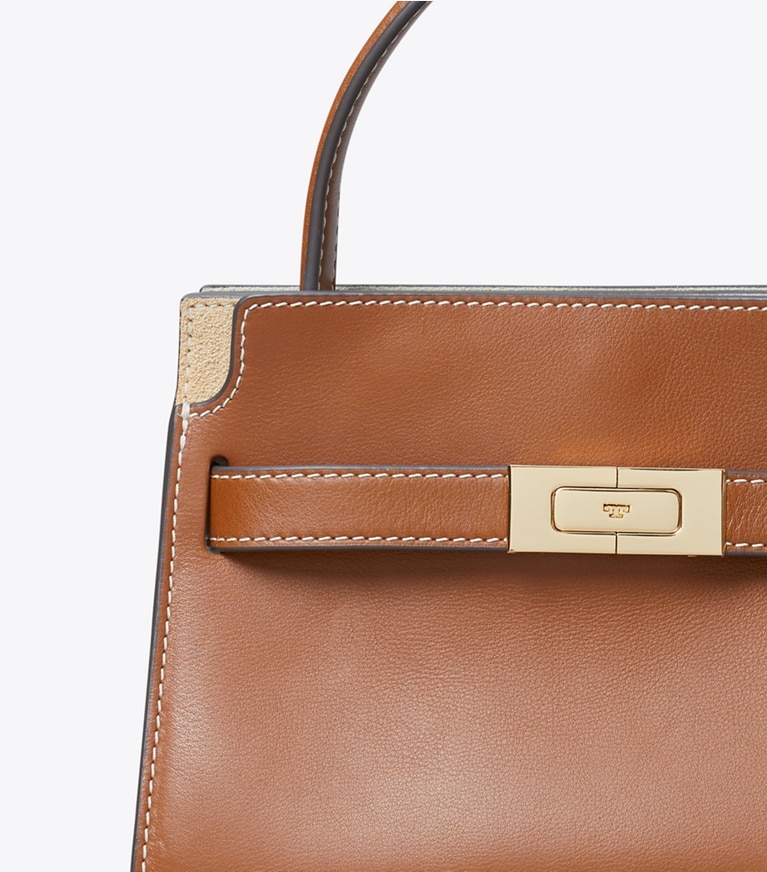 Tory Burch designer crossbody bags Petite Lee Radziwill Double Bag in Aged Tan detail