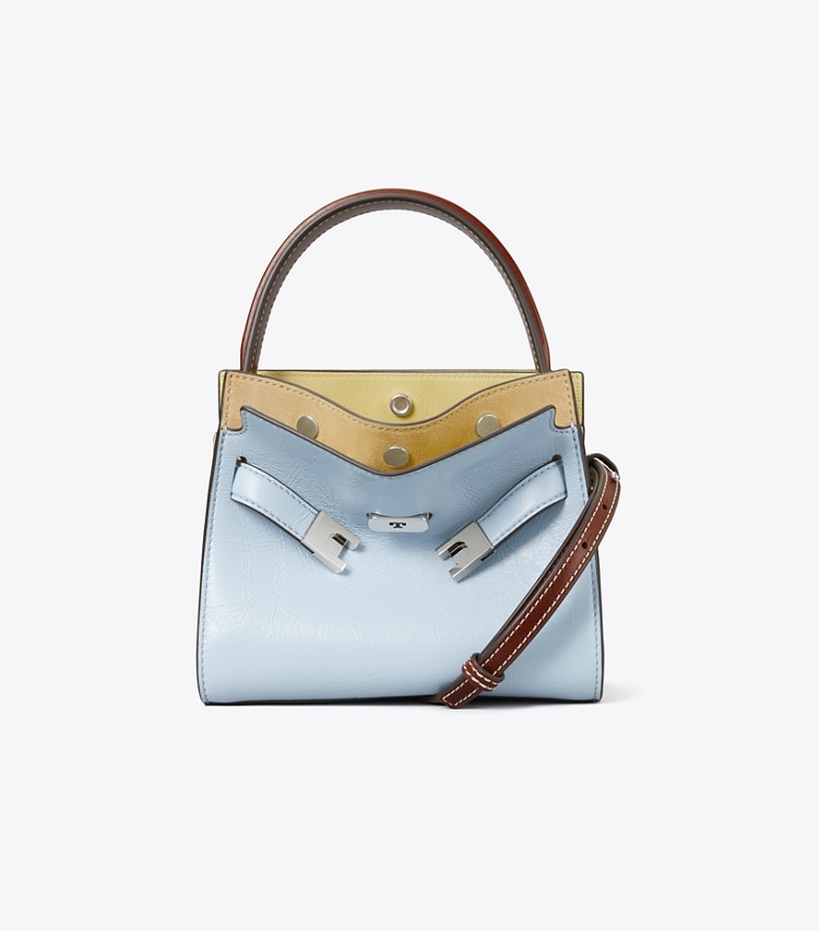Tory Burch designer crossbody bags Petite Lee Radziwill Double Bag in Blue Mist front