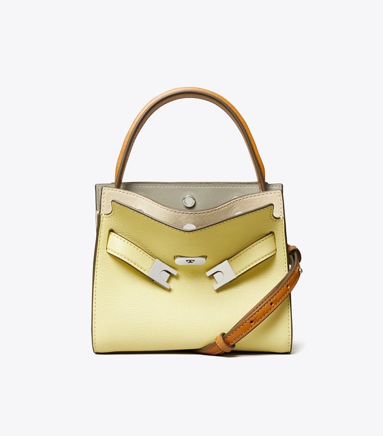 Tory Burch designer crossbody bags Petite Lee Radziwill Double Bag in Lemon Zest angle
