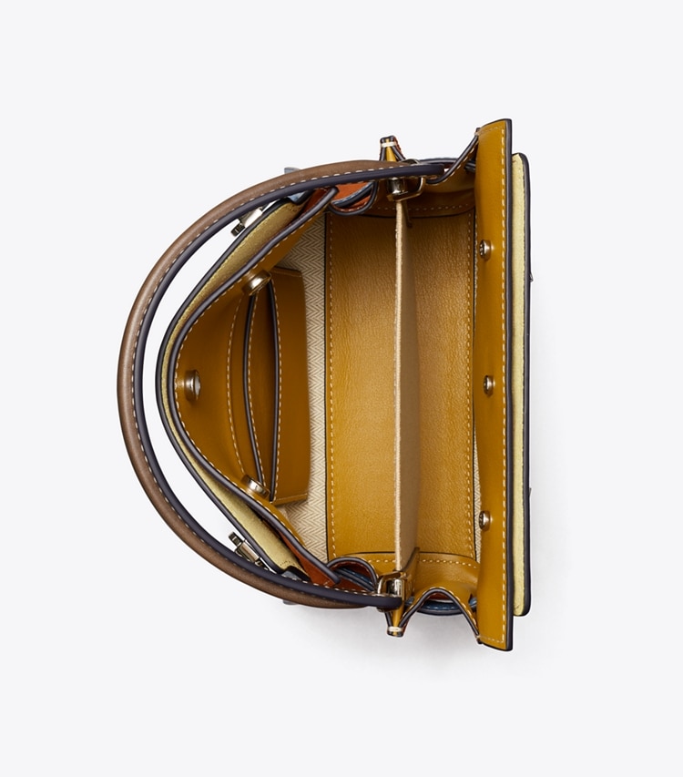 Tory Burch designer crossbody bags Petite Lee Radziwill Double Bag in Wheat Blue overhead