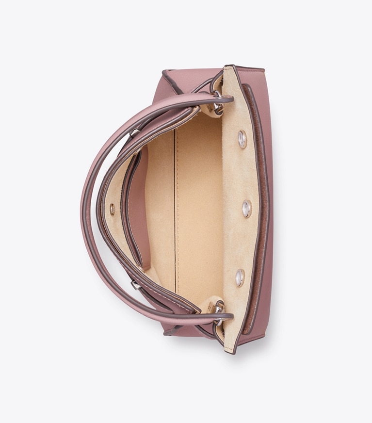 Tory Burch designer crossbody bags Petite Lee Radziwill Double Bag in Light Mauve overhead