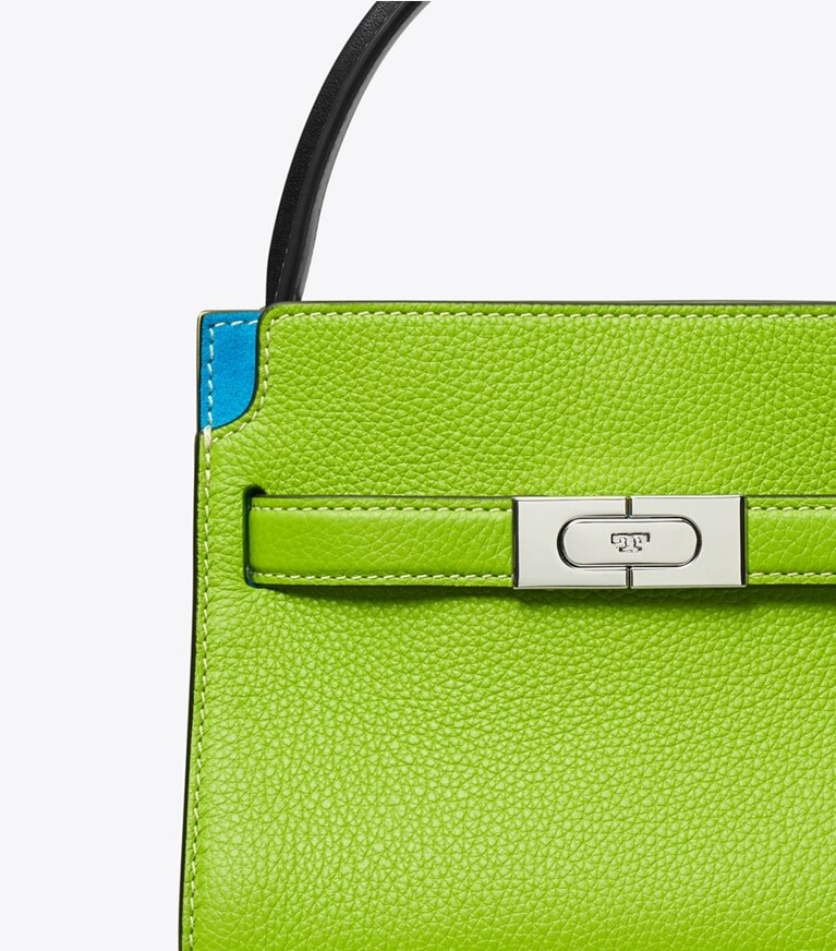 Tory Burch designer crossbody bags Petite Lee Radziwill Pebbled Double Bag in Wheat Grass angle