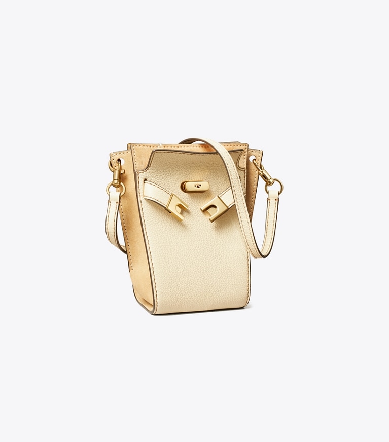 Tory Burch designer crossbody bags Petite Lee Radziwill Pebbled Double Bucket in New Moon angle