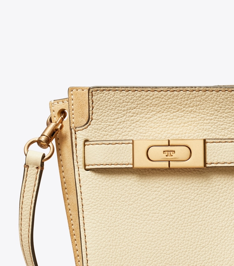 Tory Burch designer crossbody bags Petite Lee Radziwill Pebbled Double Bucket in New Moon detail