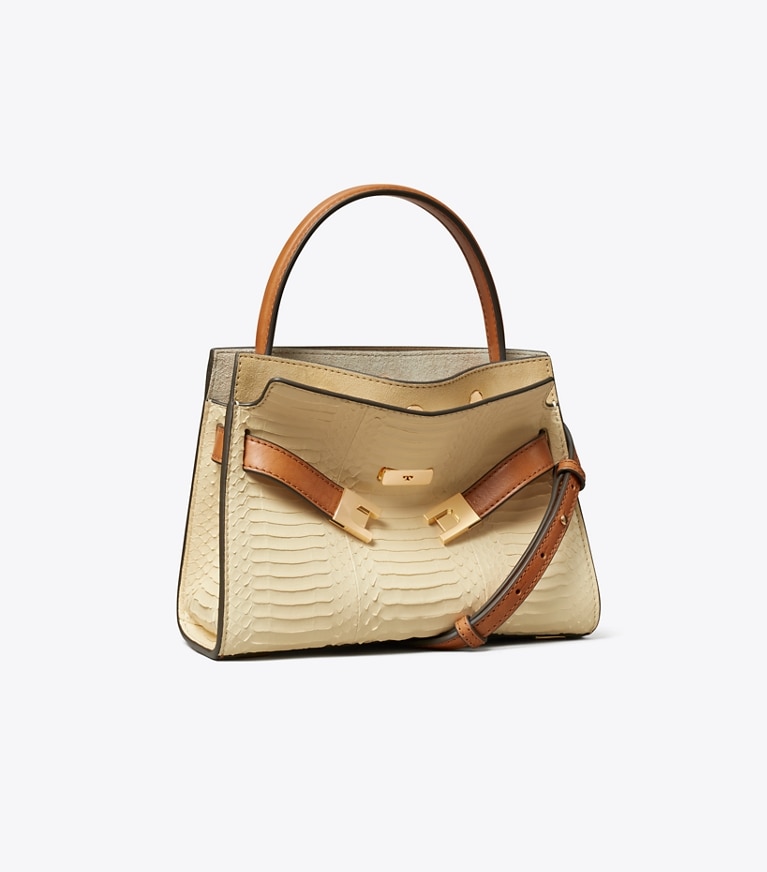 Tory Burch designer crossbody bags Petite Lee Radziwill Snake Double Bag in Butter angle