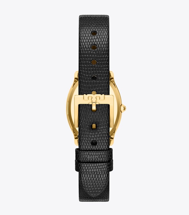 Tory Burch designer montres bracelet Petite montre Eleanor Curve dans MOTHER-OF-PEARL/GOLD/BLACK LIZARD retour