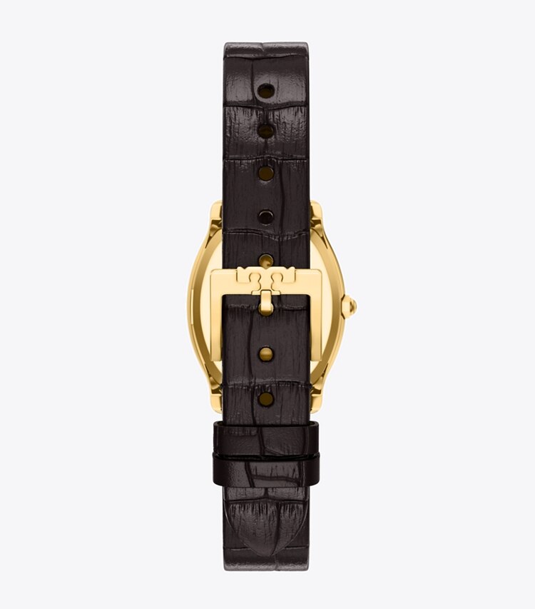 Tory Burch designer montres bracelet Petite montre Eleanor Curve dans IVORY/GOLD/BLACK CROC retour