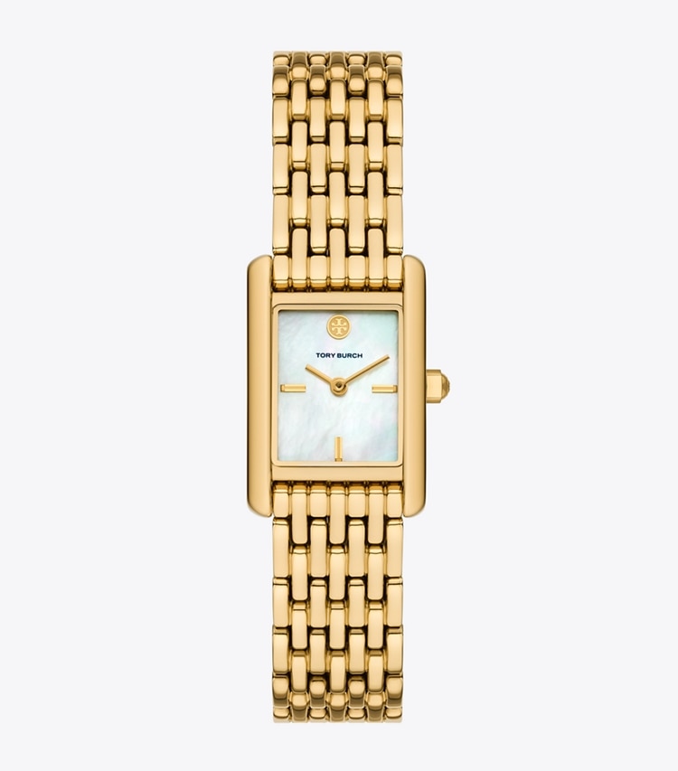 Tory Burch designer montres bracelet Petite montre Eleanor dans WHITE MOP/GOLD de face