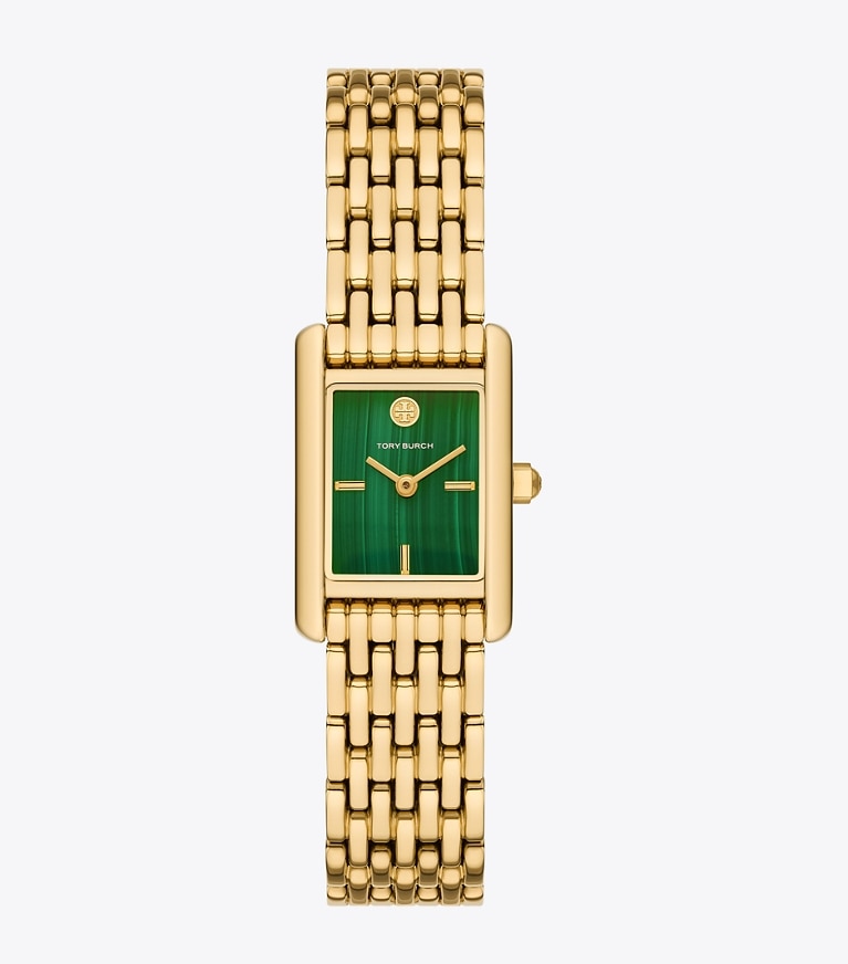 Tory Burch designer montres bracelet Petite montre Eleanor dans MALACHITE/GOLD de face