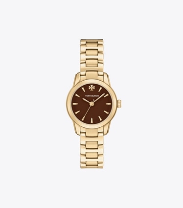 Tory Burch designer montres bracelet Petite montre Miller dans CHOCOLATE/PALE GOLD de face