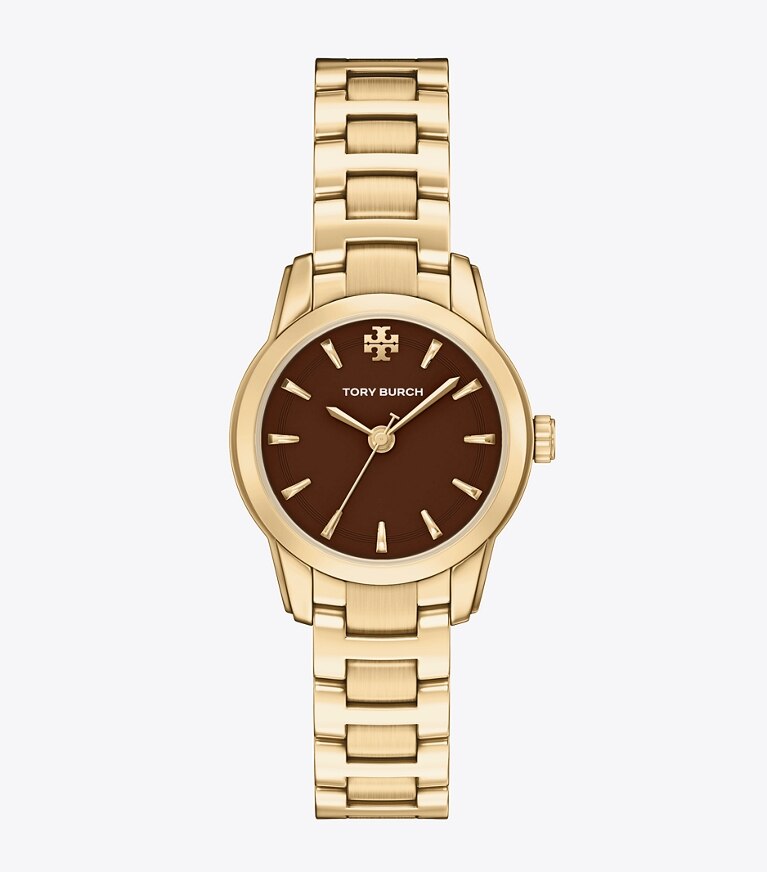 Tory Burch designer montres bracelet Petite montre Miller dans CHOCOLATE/PALE GOLD de face