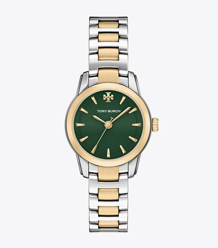 Tory Burch designer montres bracelet Petite montre Miller dans GREEN/TWO-TONE de face