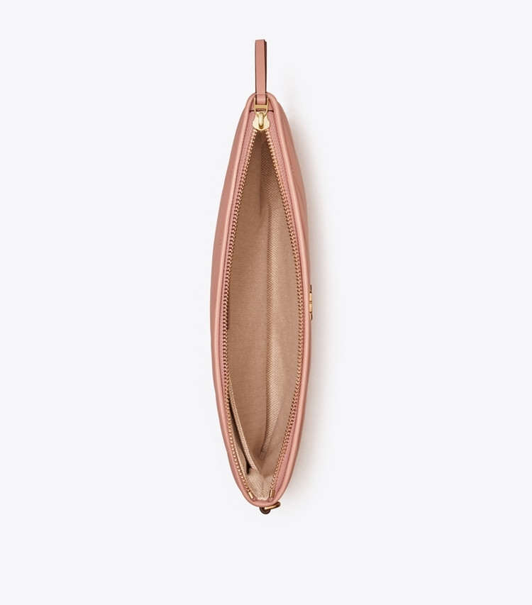 Tory Burch designer portes-monnaie Petite pochette Kira Chevron dans MEADOW SWEET / Rolled Gold vue du dessus