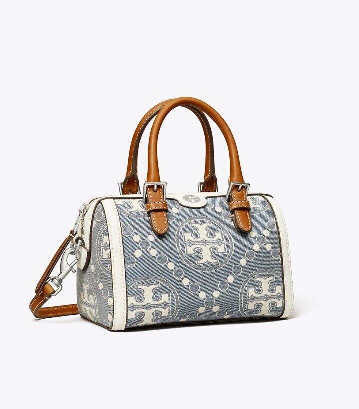 Petite T Monogram Denim Barrel Bag: Women's Designer Crossbody Bags | Tory  Burch