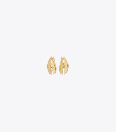 Tory Burch designer boucles d'oreilles Petites boucles d'oreilles dans Light Brass de face