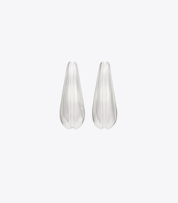 Tory Burch designer boucles d'oreilles Petites créoles dans Light Silver détails