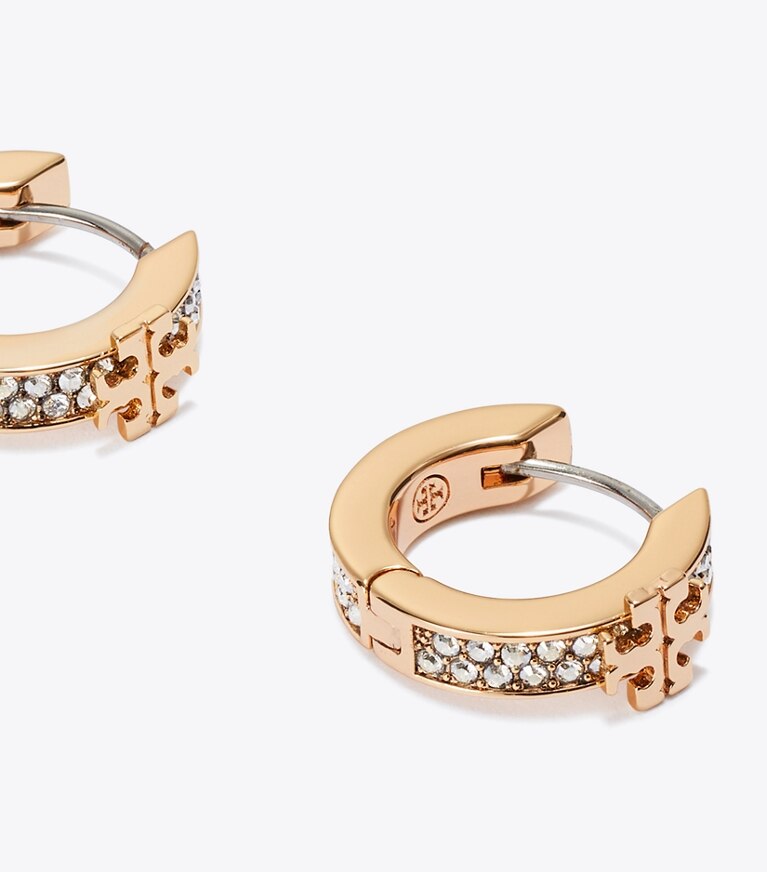 Tory Burch designer boucles d'oreilles Petites créoles Icon pavées in Tory Gold / Crystal informations