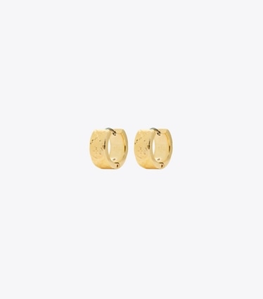 Tory Burch designer boucles d'oreilles Petites créoles T Monogram Icon in Tory Gold front