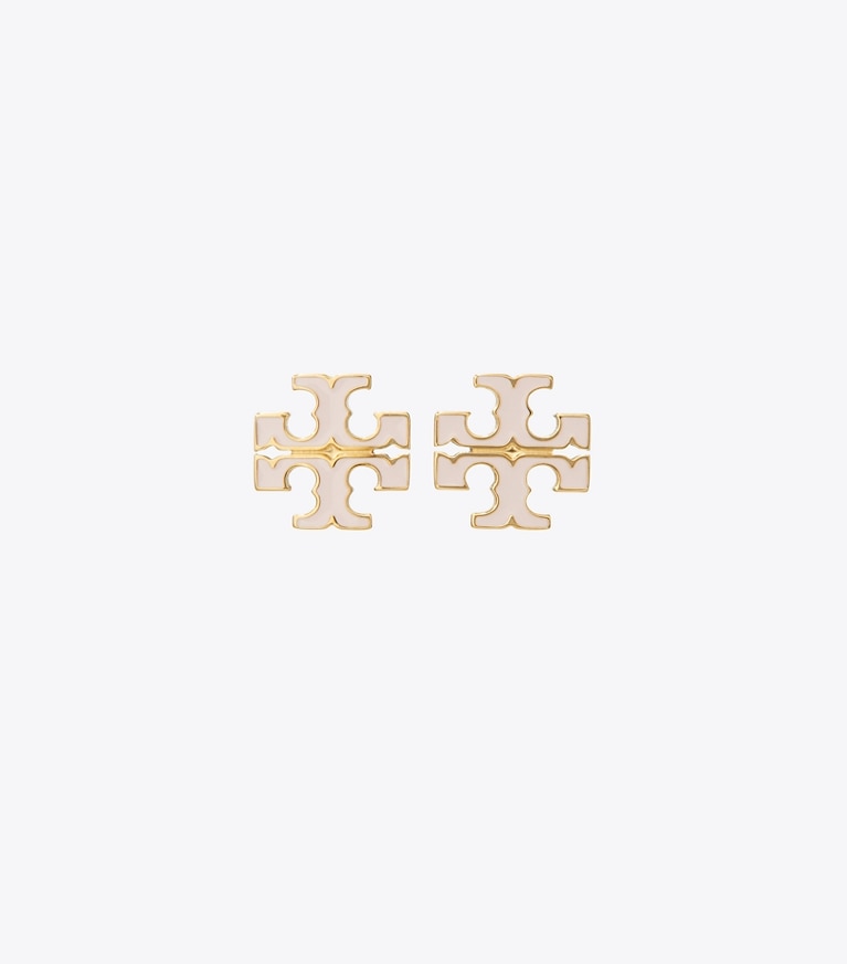 Tory Burch designer boucles d'oreilles Petites puces d’oreilles Icon en émail in Pink Snow front