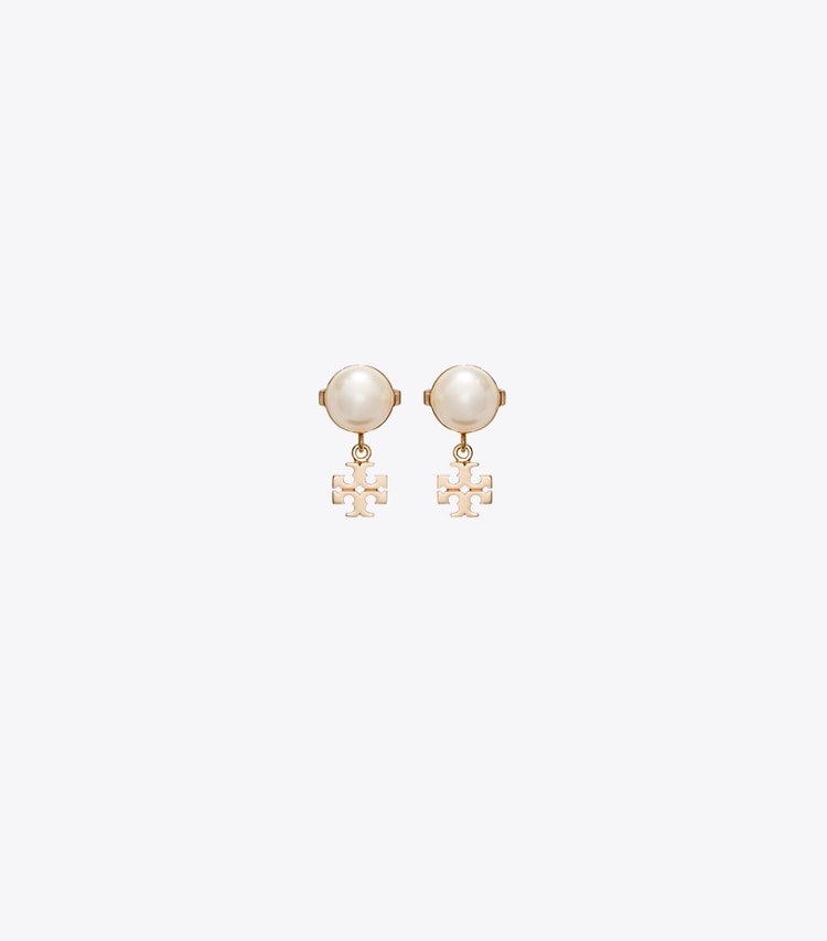 Tory Burch designer boucles d'oreilles Petites puces d'oreilles Moondance in Tory Gold / Cleam front
