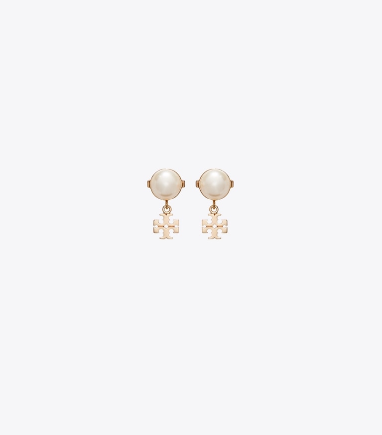 Tory Burch designer boucles d'oreilles Petites puces d'oreilles Moondance in Tory Gold / Cleam front