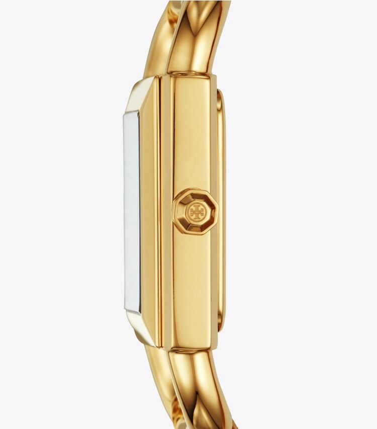 Tory Burch designer strap watches Phipps Watch, Gold-Tone, 29 X 41 MM in Gold/Ivory side