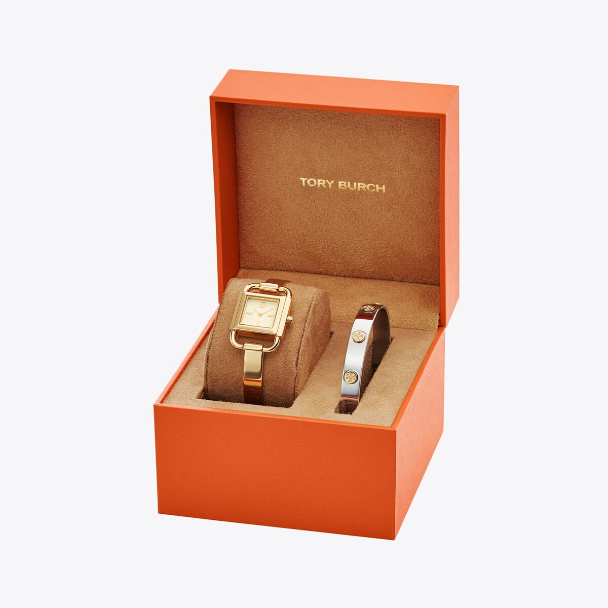 アナログ腕時計 Tory Burch Women's Bracelet Band with Phipps Watch Gift Set Phipps Watch Gift Set, Two-Tone Stainless Steel/Gold/Ivory