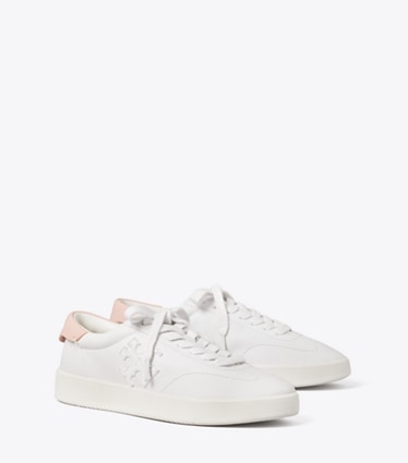 Tory Burch designer sneakers Phoenix Sneaker in WHITE / ROSE angle