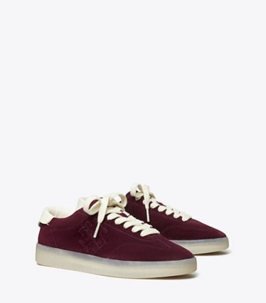 Tory Burch designer sneakers Phoenix Sneaker in DARK CARMINE / BLANC angle