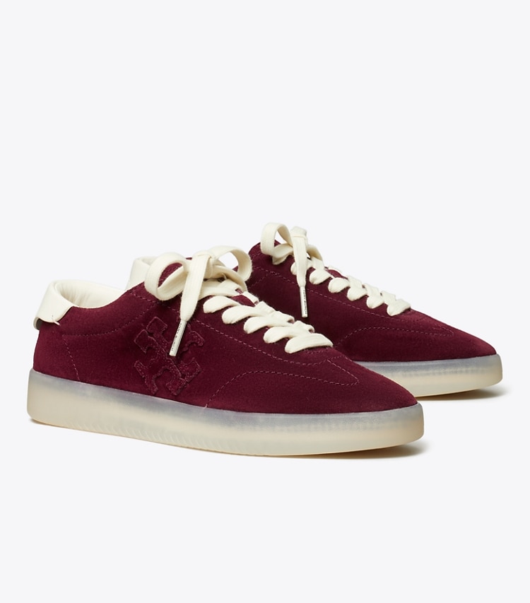 Tory Burch designer sneakers Phoenix Sneaker in DARK CARMINE / BLANC angle