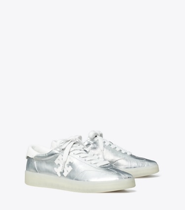 Tory Burch designer sneakers Phoenix Sneaker in SILVER / BIANCO / BIANCO angle