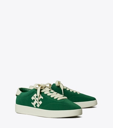 Tory Burch designer sneakers Phoenix Sneaker in GRASS / CREAM angle