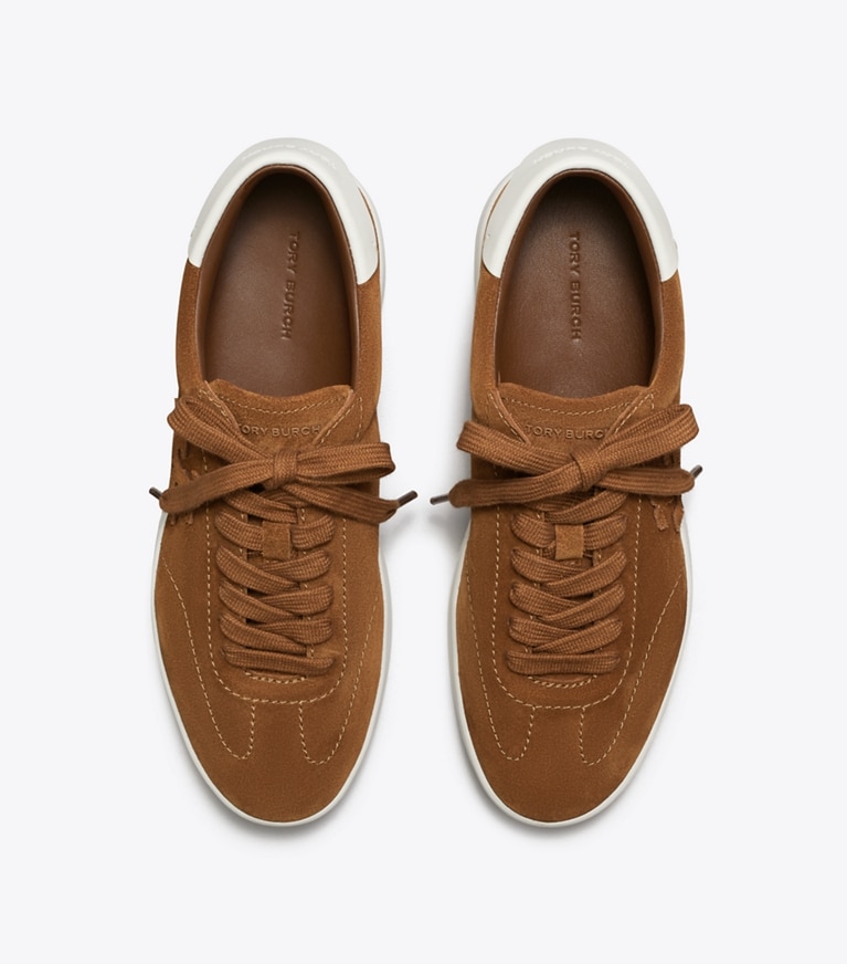 Tory Burch designer sneakers Phoenix Sneaker in MOCHA BROWN / CREAM overhead