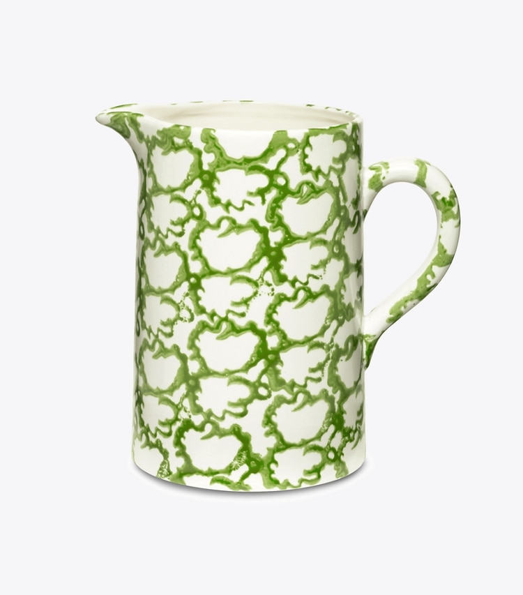 Tory Burch designer vaisselle Pichet collection Spongeware dans Green/Smoke de face