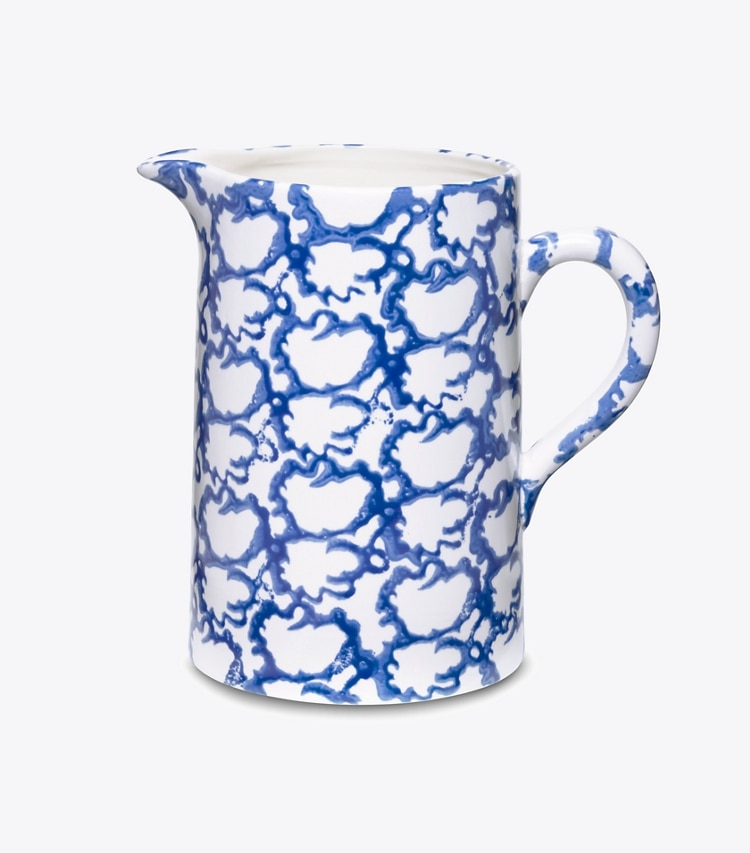 Tory Burch designer vaisselle Pichet collection Spongeware dans Smoke Ring de face