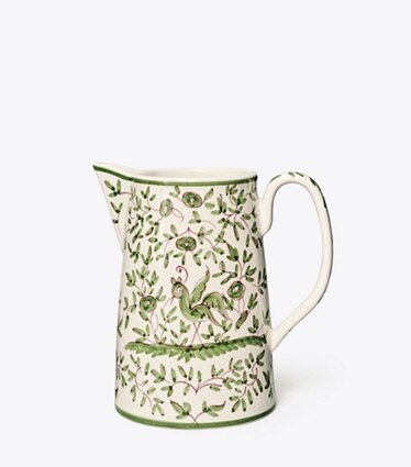 Tory Burch designer vaisselle Pichet Oiseau dans White/Green de face