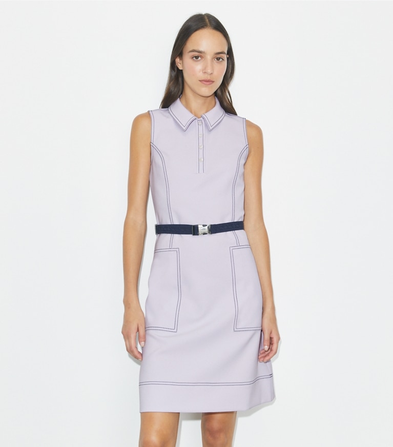 Tory Burch designer dresses Pick Stitch Golf Dress in Hazy Lavender front