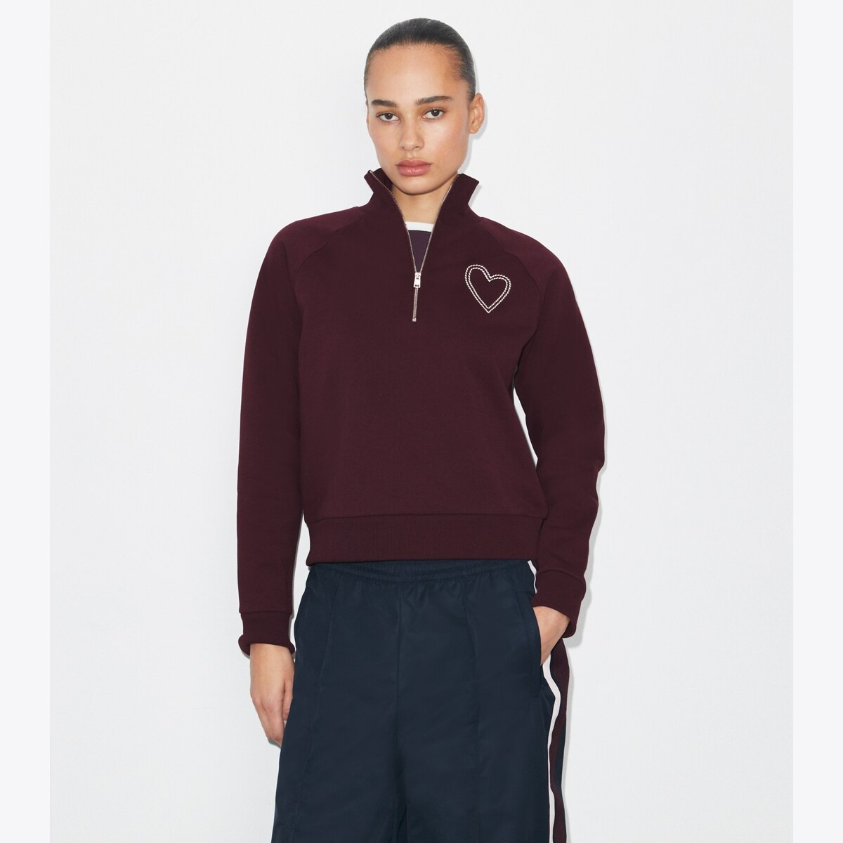 Pick Stitch Heart French Terry Sweatshirt: Women's Designer