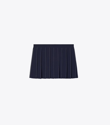 Tory Sport designer bottoms Pick Stitch Pleated Skirt in Tory Navy front