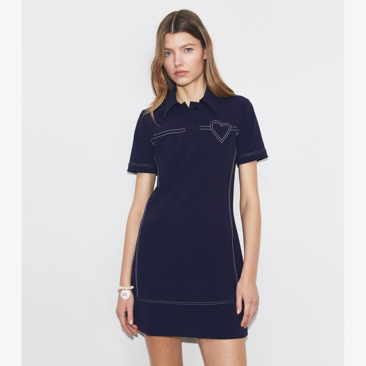 Pick Stitch Stretch Polo Dress: Women's Designer Dresses